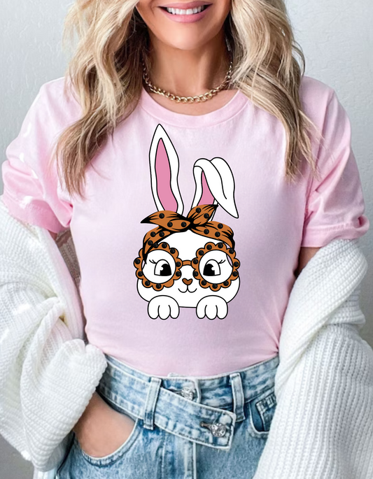 Bunny with Leopard Glasses T-shirt, Easter Hoodie, Easter bunny graphic tee, Easter shirts for infants / Toddlers, Unisex Easter Bunny tee, Easter Gift