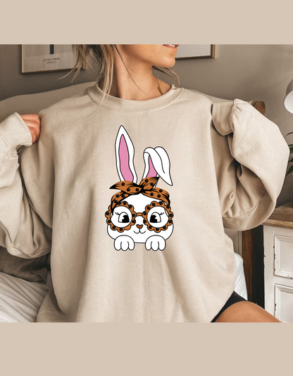 Bunny with Leopard Glasses T-shirt, Easter Hoodie, Easter bunny graphic tee, Easter shirts for infants / Toddlers, Unisex Easter Bunny tee, Easter Gift