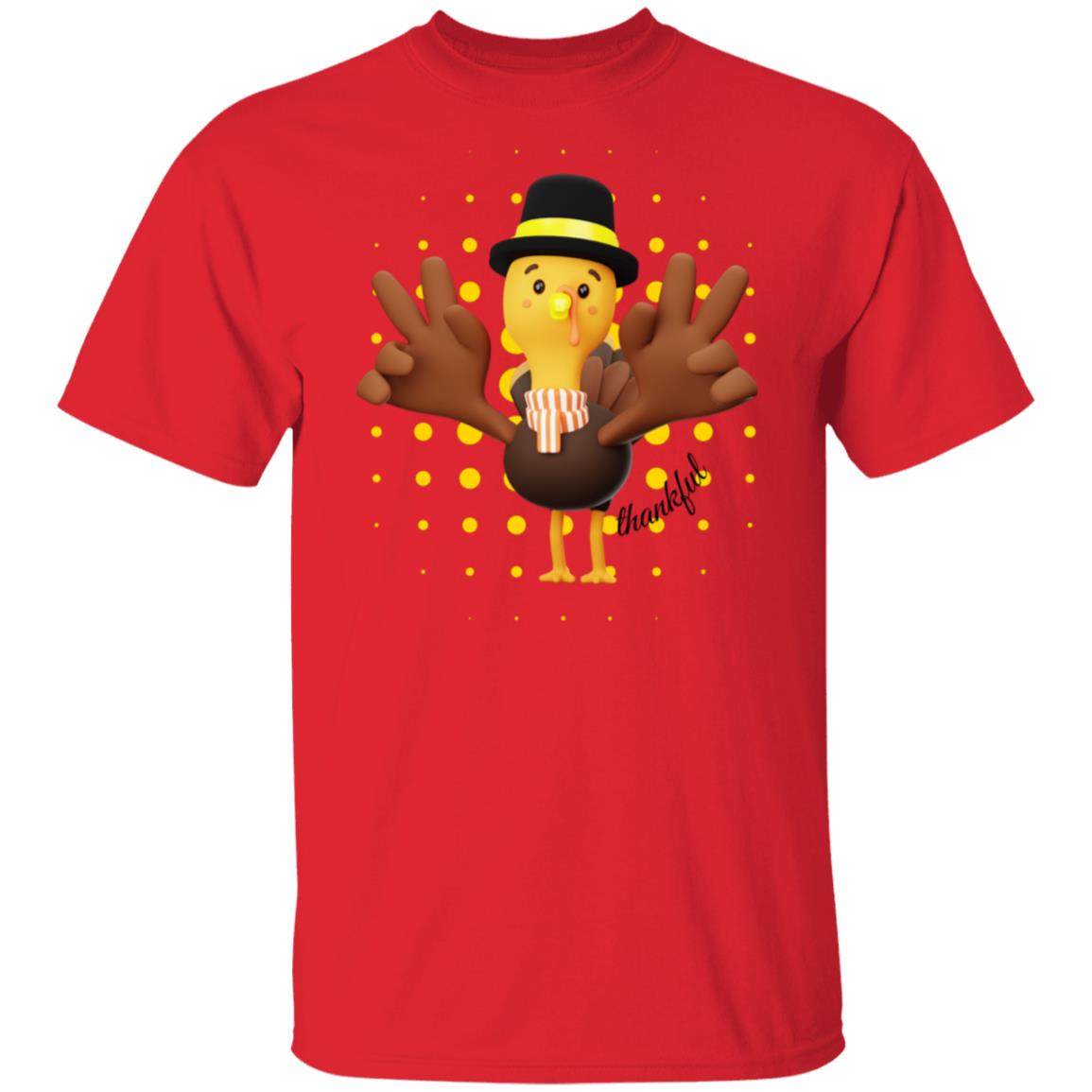 Peace Sign Turkey Thankful, Thanksgiving Peace Sign Thankful 5.3 oz. Unisex T-Shirt