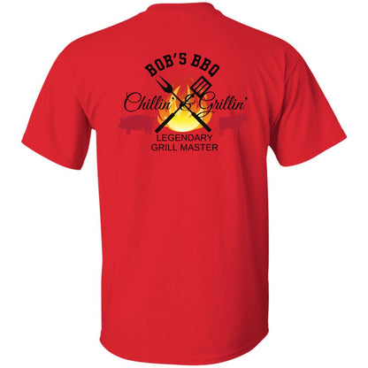 PERSONALIZED NAME BACK VIEW CHILLIN & GRILLIN BBQ, LEGENDARY GRILL MASTER 5.3 oz. T-Shirt