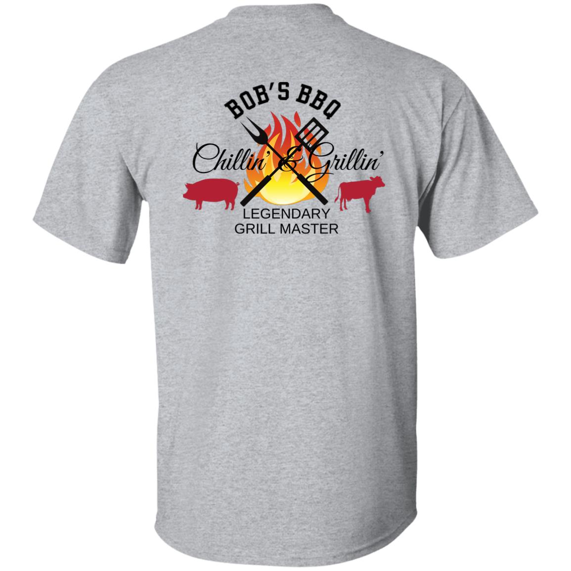 PERSONALIZED NAME BACK VIEW CHILLIN & GRILLIN BBQ, LEGENDARY GRILL MASTER 5.3 oz. T-Shirt