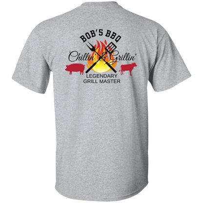 PERSONALIZED NAME BACK VIEW CHILLIN & GRILLIN BBQ, LEGENDARY GRILL MASTER 5.3 oz. T-Shirt