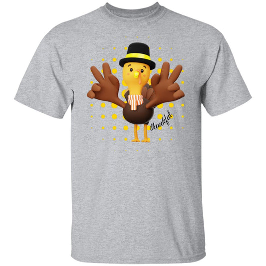 Peace Sign Turkey Thankful, Thanksgiving Peace Sign Thankful 5.3 oz. Unisex T-Shirt