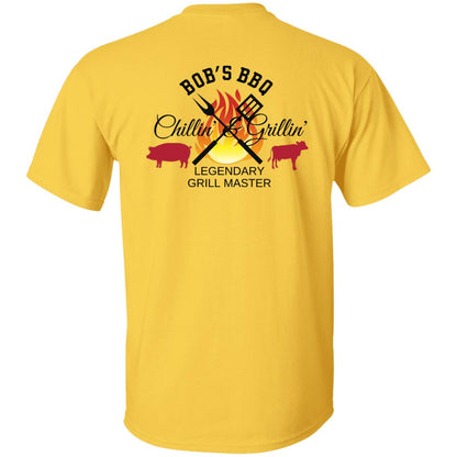 PERSONALIZED NAME BACK VIEW CHILLIN & GRILLIN BBQ, LEGENDARY GRILL MASTER 5.3 oz. T-Shirt