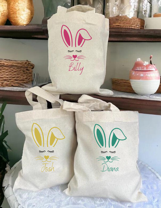 Customizable Easter bag / Small customizable Tote bag / Egg hunt / First name bag