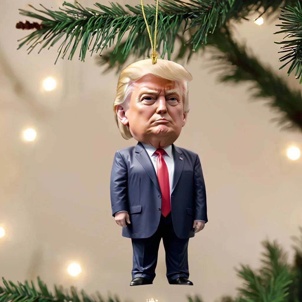 Trump-Inspired Acrylic Christmas Ornament - Car/Tree Decor Gift