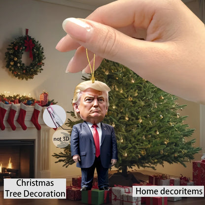 Trump-Inspired Acrylic Christmas Ornament - Car/Tree Decor Gift