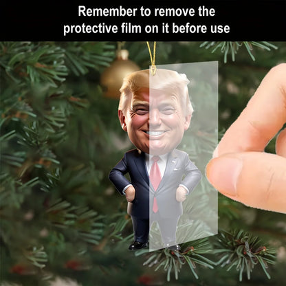 Trump-Inspired Acrylic Christmas Ornament - Car/Tree Decor Gift