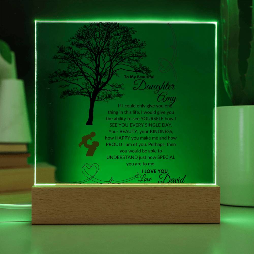 Personalized To My Daughter Gift, Tree of Life, Acrylic Square Plaque