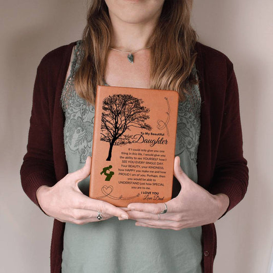 Dad To Daughter Gifts, Vegan Leather Writing Journal with Inspirational - Tree of Life Leather Cover, Personal Diary, Lined Journal, Travel, Notebook, Writers Notebook.