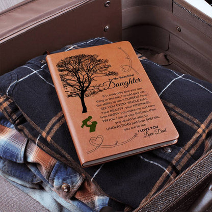 Dad To Daughter Gifts, Vegan Leather Writing Journal with Inspirational - Tree of Life Leather Cover, Personal Diary, Lined Journal, Travel, Notebook, Writers Notebook.