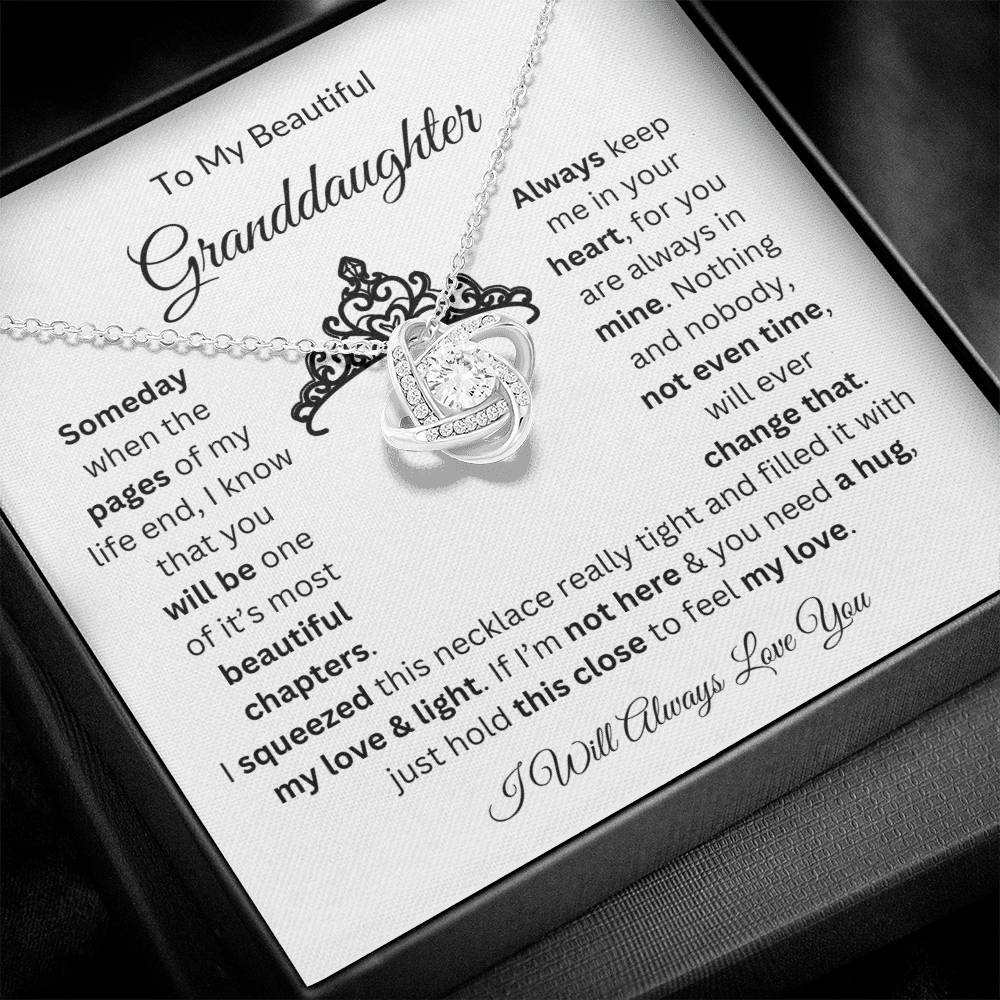 To My Beautiful Granddaughter, Pages Of My Life, Gifts For Granddaughter, Love Knot Necklace