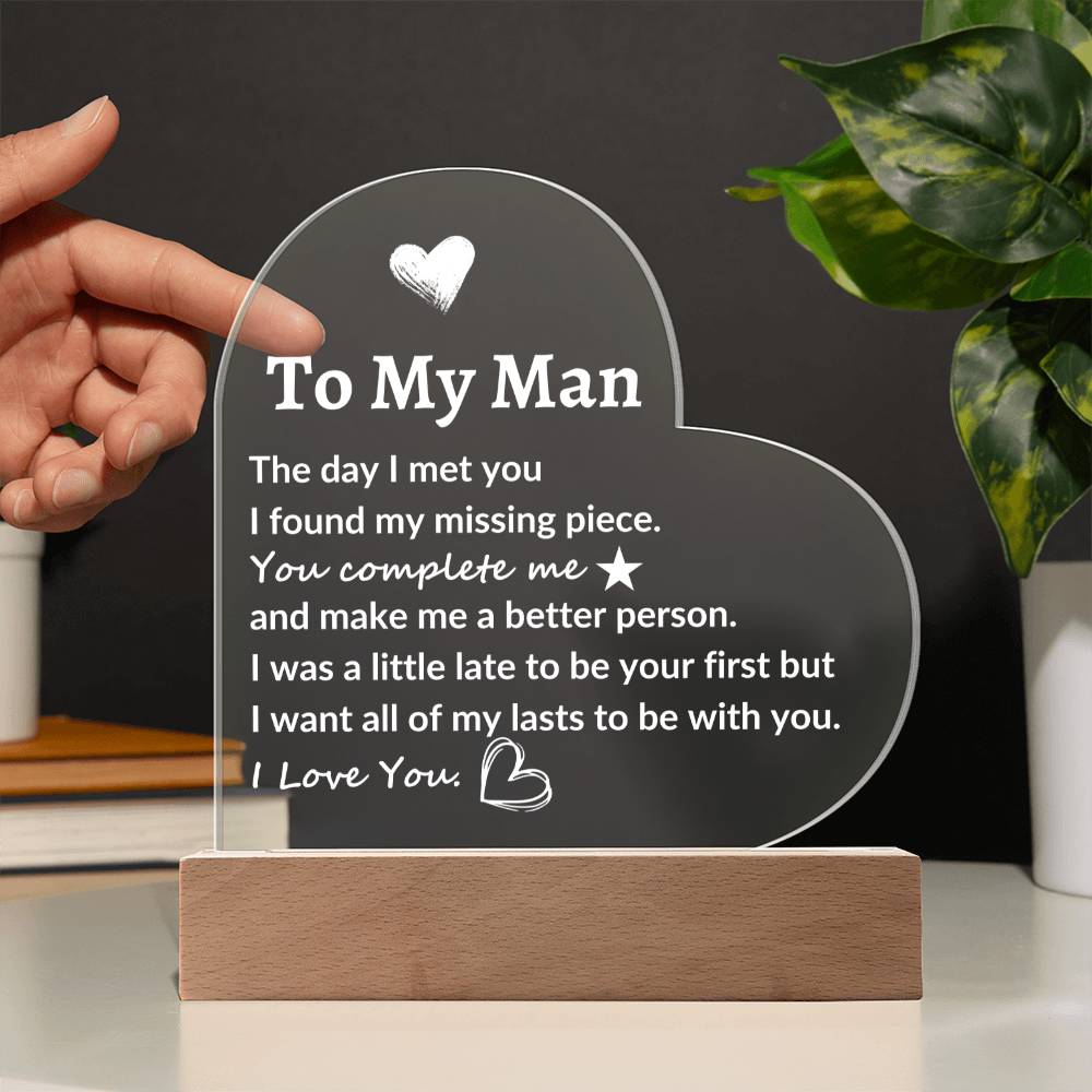 Acrylic Heart Plaque, Gifts For Husband ,Boyfriend ,Anniversary, Birthday, Valentine's Day Gifts,For Husband I Love You Gifts For Men.