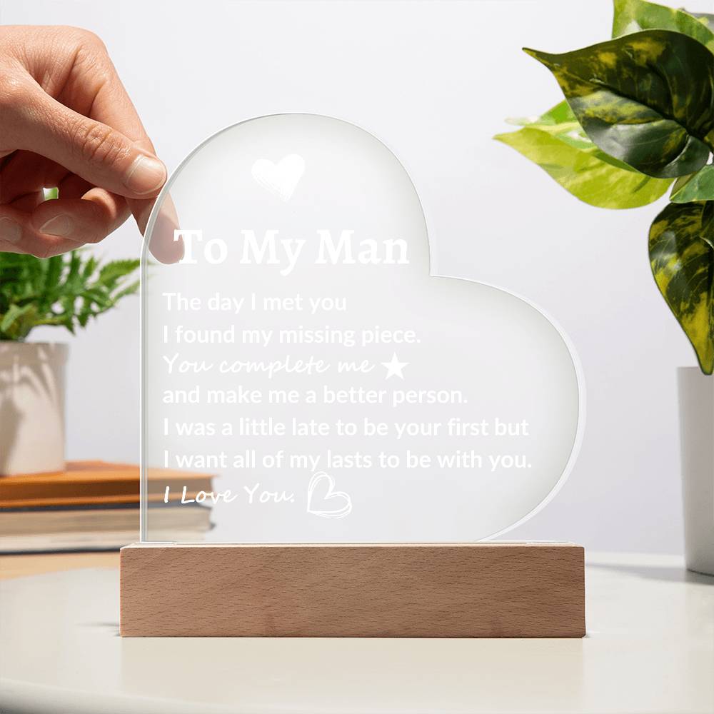 Acrylic Heart Plaque, Gifts For Husband ,Boyfriend ,Anniversary, Birthday, Valentine's Day Gifts,For Husband I Love You Gifts For Men.