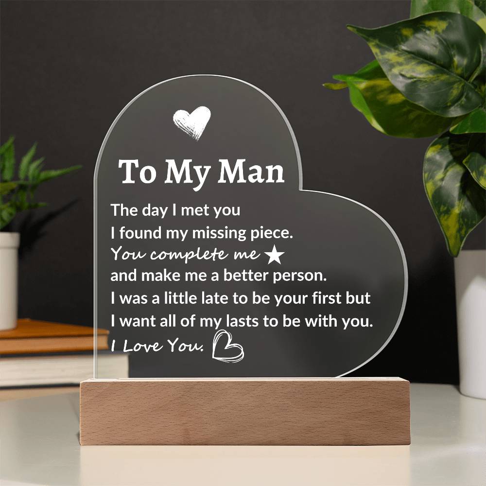 Acrylic Heart Plaque, Gifts For Husband ,Boyfriend ,Anniversary, Birthday, Valentine's Day Gifts,For Husband I Love You Gifts For Men.