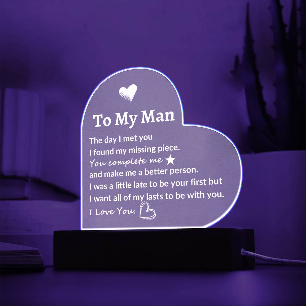 Acrylic Heart Plaque, Gifts For Husband ,Boyfriend ,Anniversary, Birthday, Valentine's Day Gifts,For Husband I Love You Gifts For Men.