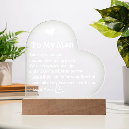 Acrylic Heart Plaque, Gifts For Husband ,Boyfriend ,Anniversary, Birthday, Valentine's Day Gifts,For Husband I Love You Gifts For Men.