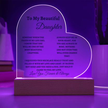 To My Beautiful Daughter Heart Acrylic Decor Gift, Daughter Heart Acrylic Gift, Daughter Gift ,Love You Forever & Always