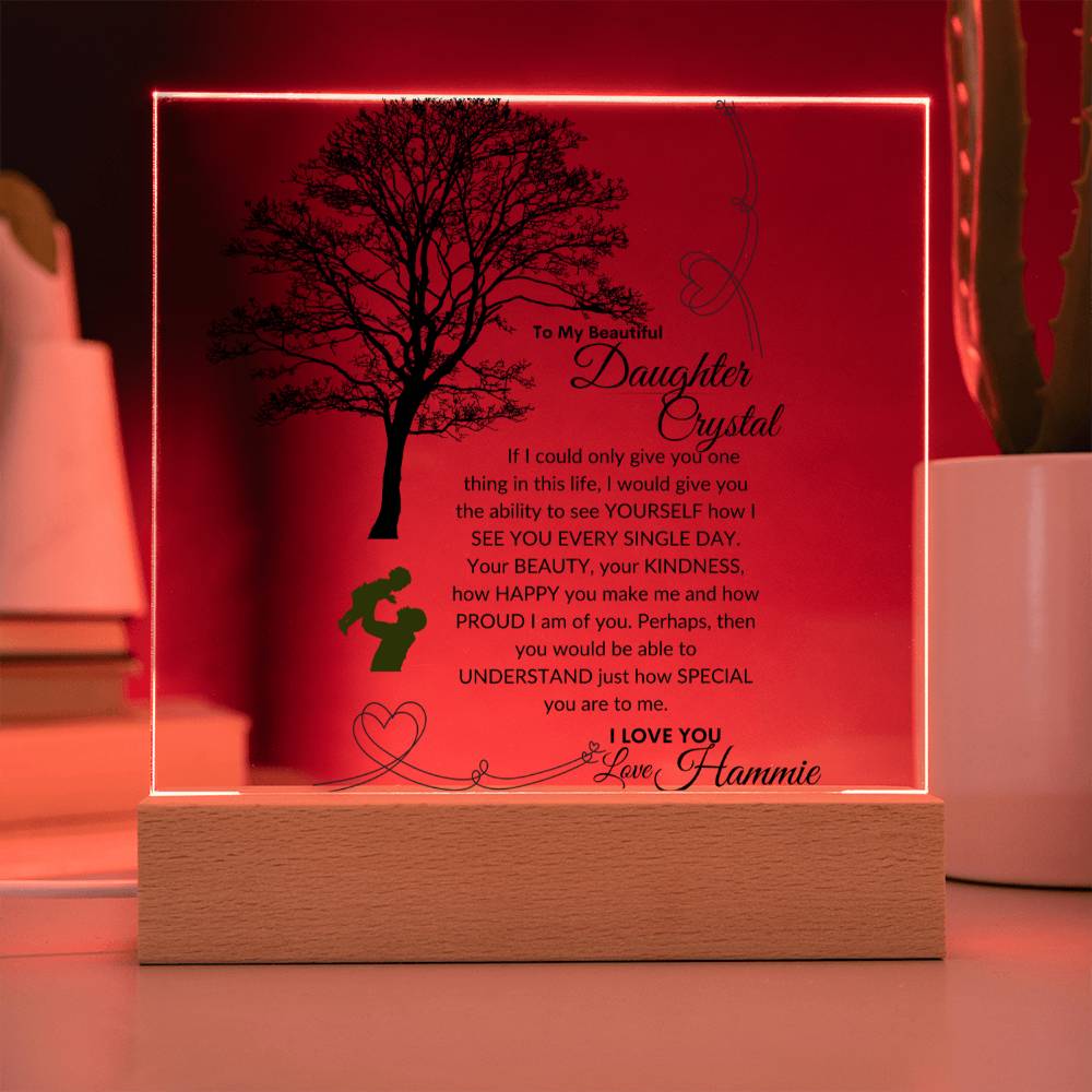 Personalized To My Daughter Gift, Tree of Life, Acrylic Square Plaque