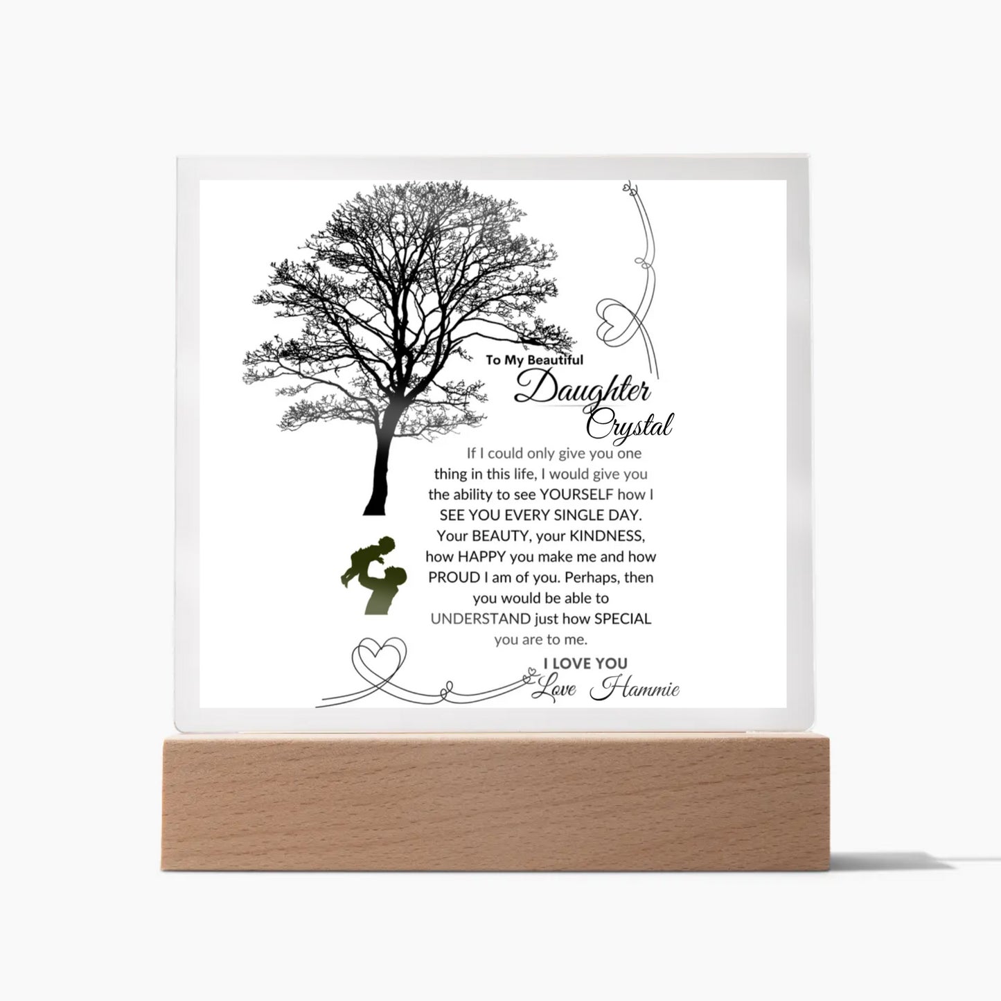 Personalized To My Daughter Gift, Tree of Life, Acrylic Square Plaque